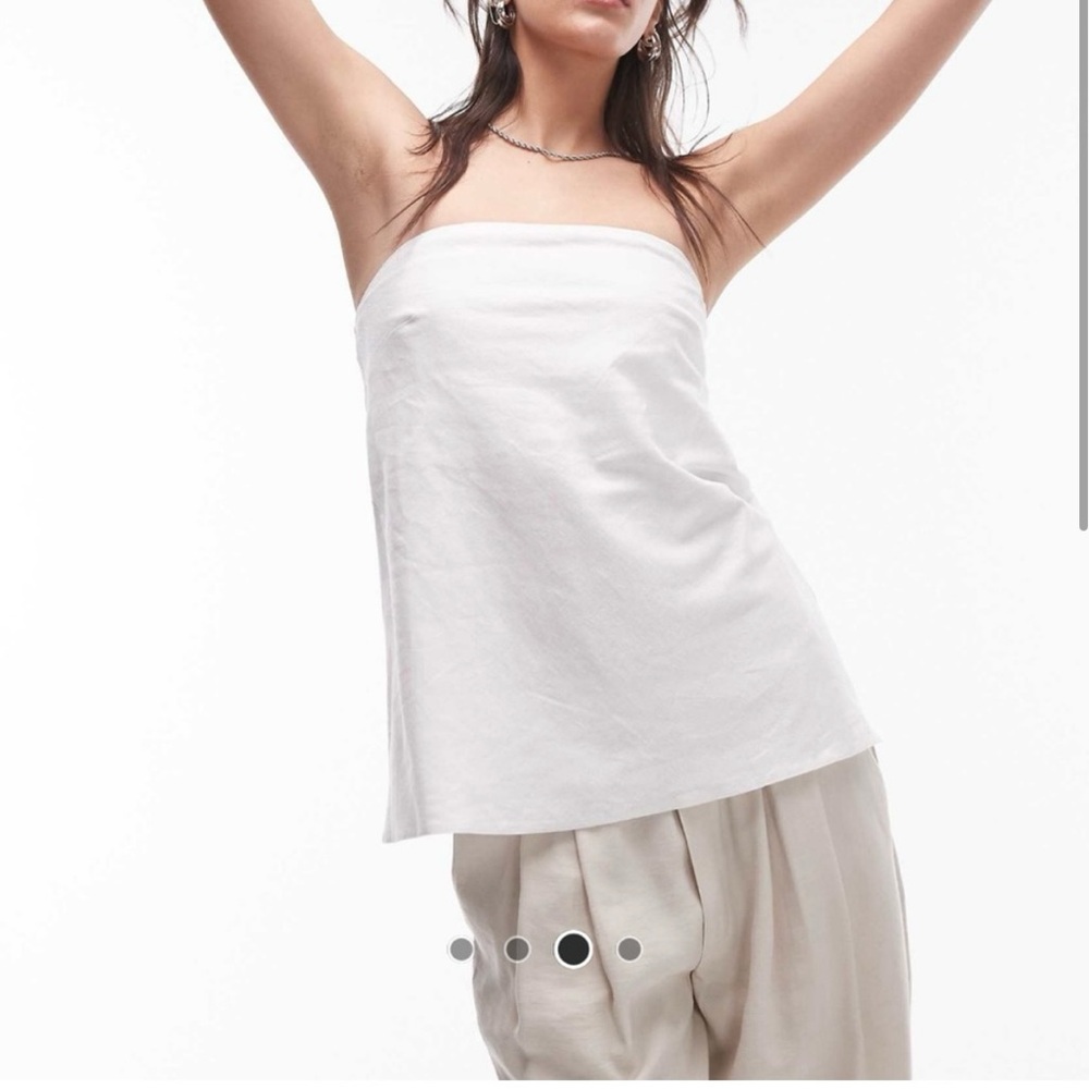 Top Shop White Linen Strapless Top - NEW
